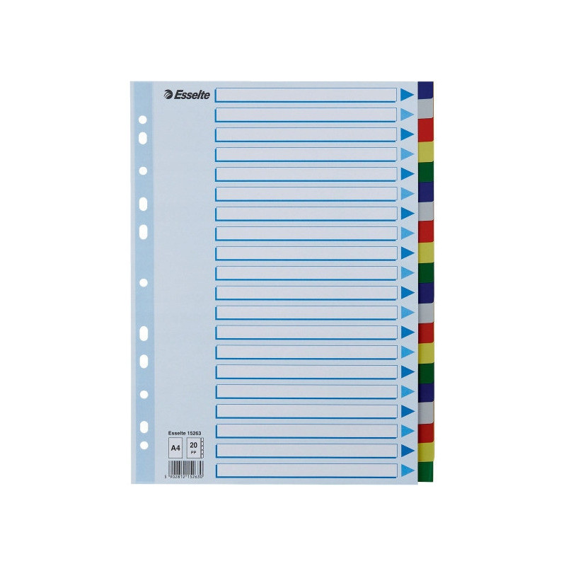 Przekładki plastikowe z PP A4 20 kart 15263 ESSELTE