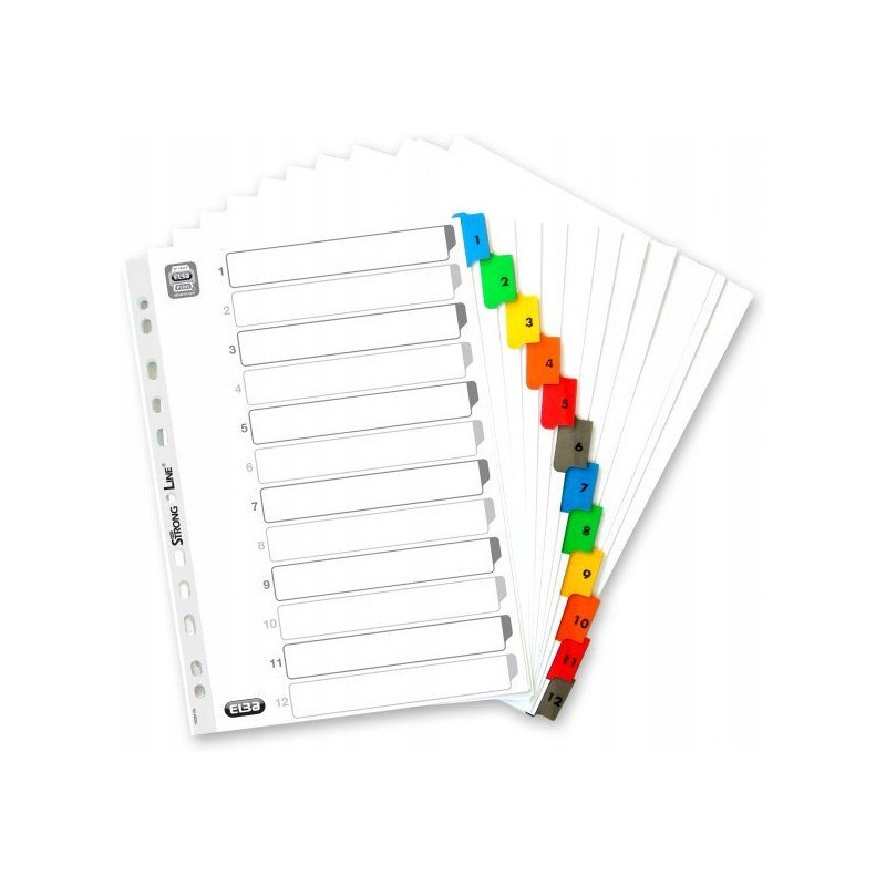 Przekładki numeryczne do segregatora A4 kartonowe 1-12 MYLAR 100204616 OXFORD