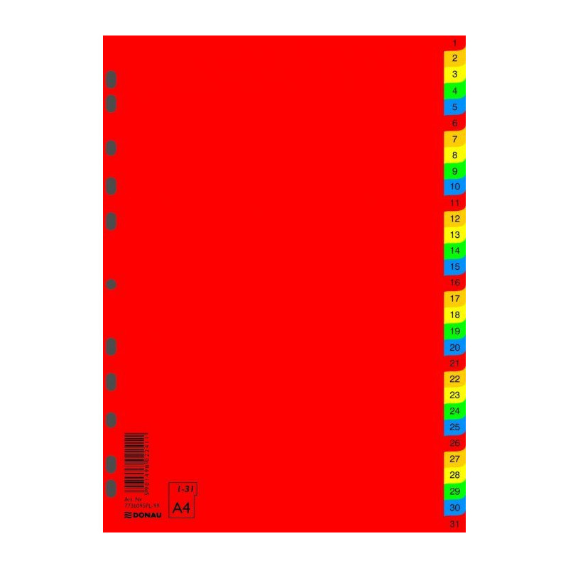 Przekładki A4 PP numeryczne 1-31kolorow 7736095 DONAU