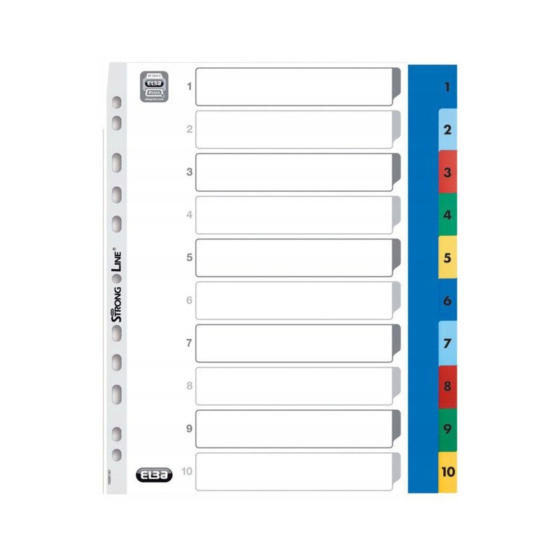 Przekładki A4 MAXI 1-10 kolor PP numeryczne 100205095 OXFORD