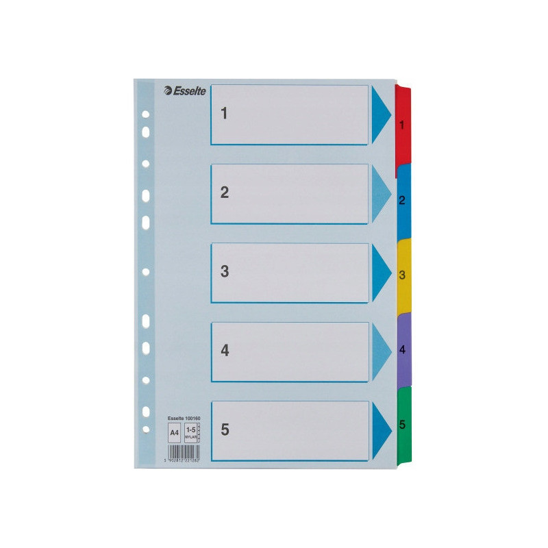 Przekładki kartonowe MYLAR A4 1-5 białe 100160 ESSELTE