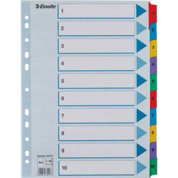 Przekładki kartonowe MYLAR A4 1-10 białe 100161 ESSELTE