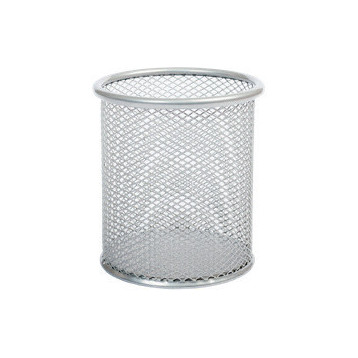 Kubek na długopisy NATUNA siatka srebrny okrągły 100x90mm (wys.xśr.)