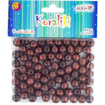 Koraliki drewniane brązowe 12mm (80szt.) PJ-0651 ALIGA Koraliki drewniane brązowe 12mm (80szt.) PJ-0651 ALIGA