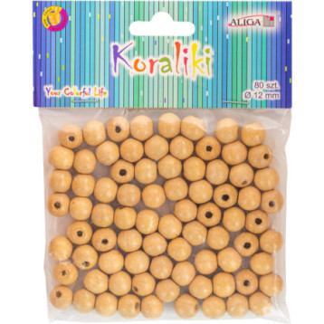 Koraliki drewniane naturalne 12mm (80szt.) PJ-0668 ALIGA Koraliki drewniane naturalne 12mm (80szt.) PJ-0668 ALIGA
