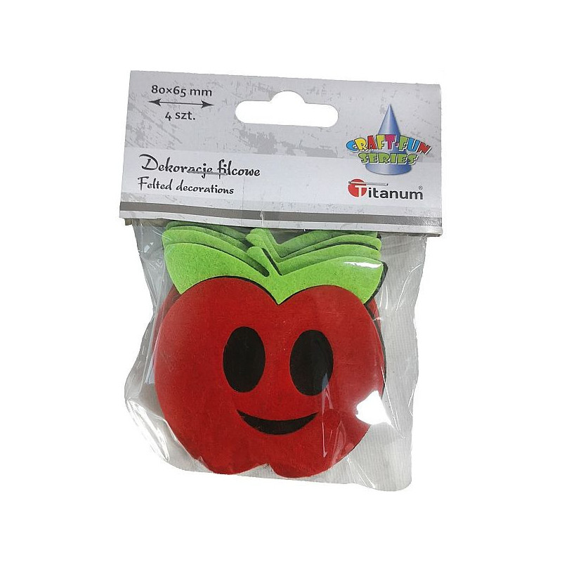 Filcowe dekoracje JABŁKA 4szt. 80x65mm 461752 TITANUM
