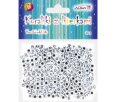 Koraliki białe z literkami 6x6mm PJA-0330 ALIGA