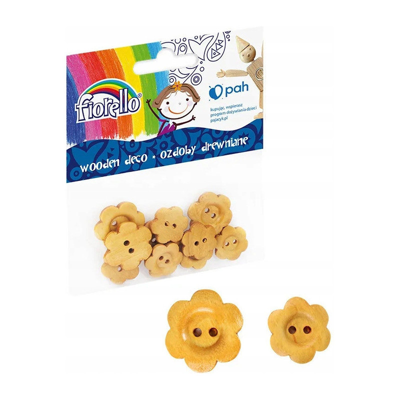 Ozdoby drewniene FIORELLO GR-WD122 guziki kwiatki (10) 170-2520