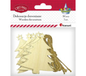 Drewniane zawieszki choinki 71x80mm + sznurek jutowy 5szt. 487300 TITANUM