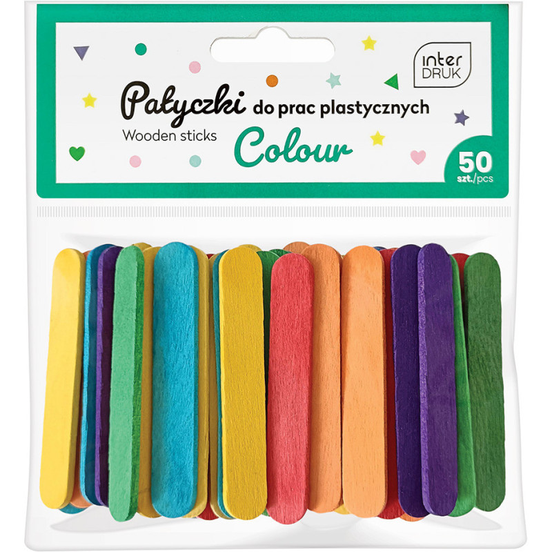 Kolorowe patyczki do prac plastycznych 65x10 50szt. INTERDRUK