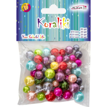 Koraliki plastikowe okrągłe mix kolorów i rozm. 60szt. PJ-7858 ALIGA Koraliki plastikowe okrągłe mix kolorów i rozm. 60szt. PJ-7858 ALIGA