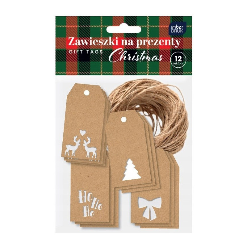 Zawieszki na prezenty kraft wycięcie CHRISTMAS INTERDRUK