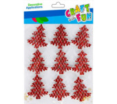 Naklejki piankowe brokatowe czerwone Choinki 9szt. 501370