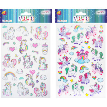Naklejki wypukłe JEDNOROŻCE mix 14x21cm NK-9098 ALIGA