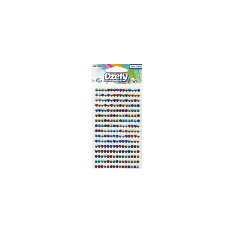 Dżety samoprzylepne 4mm mix kol. (240szt.) DS78 BREWIS