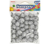 Pompony metaliczne 2cm (40sztuk) srebrne POM23 BREWIS
