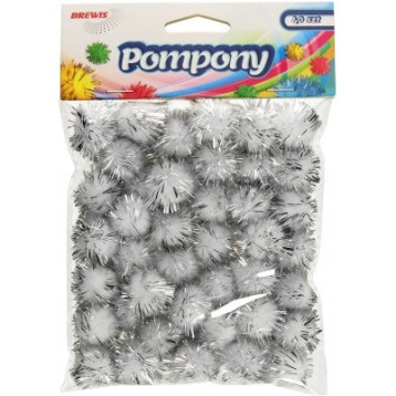 Pompony metaliczne 2cm (40sztuk) srebrne POM23 BREWIS