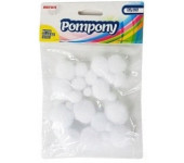 Pompony białe 24 szt. mix rozmiarów POM04 BREWIS
