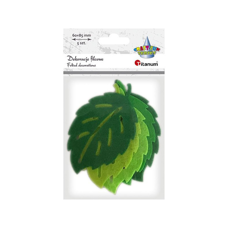 Dekoracje filcowe LIŚCIE AŻUROWE 5szt. 85x60mm 461746 TITANUM