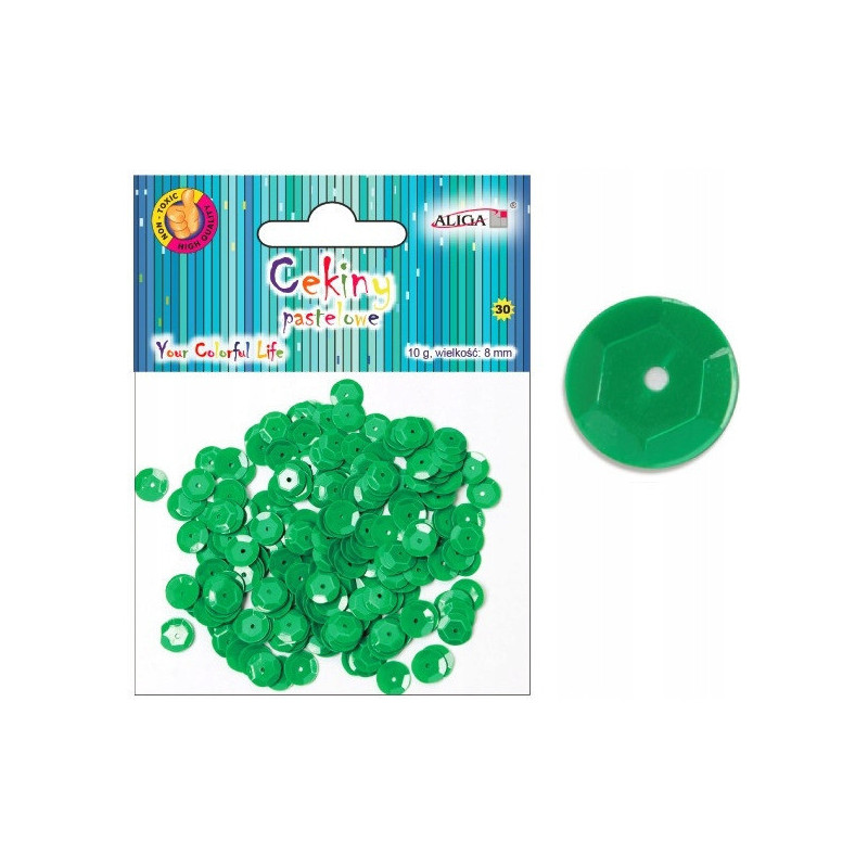 Cekiny pastelowe zielone 8mm, 10g WMT-106(33) ALIGA