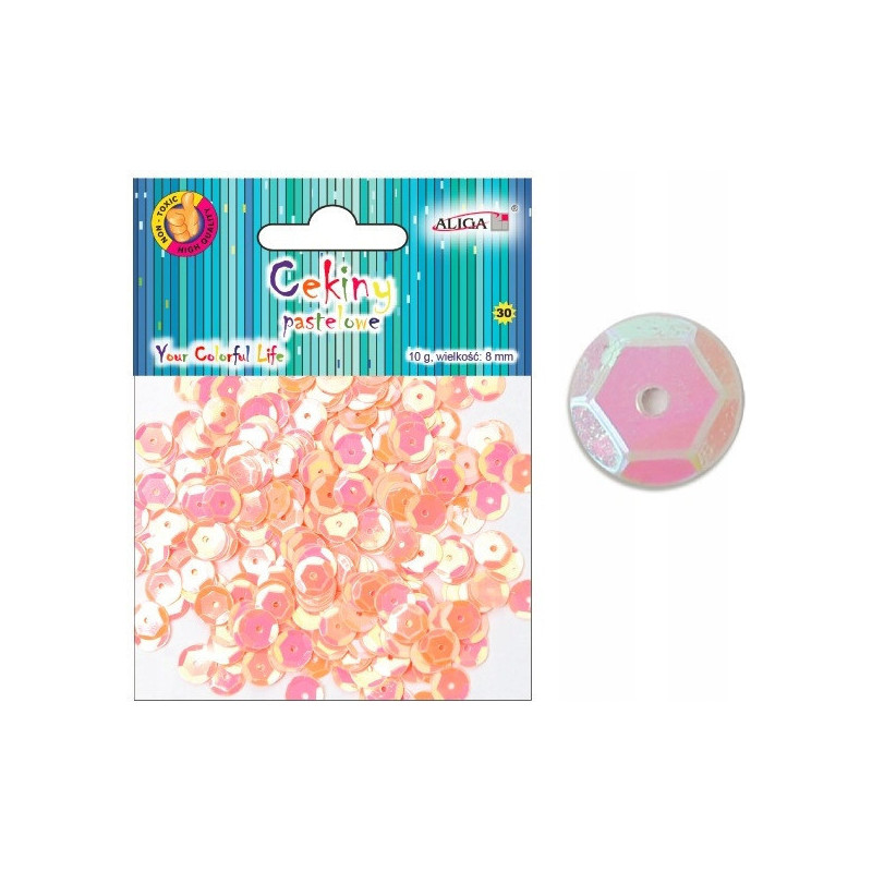Cekiny pastelowe łososiowe 8mm, 10g WMT-112(39) ALIGA