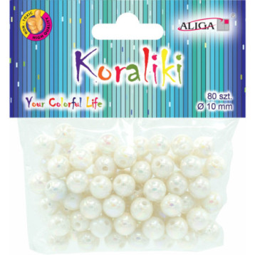 Koraliki plastikowe opalizujące perłowe 10mm (80szt.) PJ-0836 ALIGA Koraliki plastikowe opalizujące perłowe 10mm (80szt.) PJ-0836 ALIGA