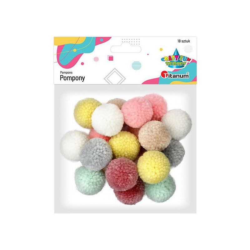 Pompony pastelowe mix 18 szt. 412939 TITANUM