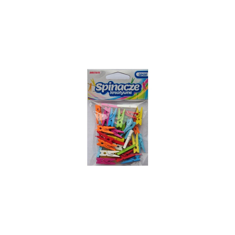Spinacze-klamerki drewniane ozdobne mix kolorów 2,5cm (40 szt.) BREWIS SPK25