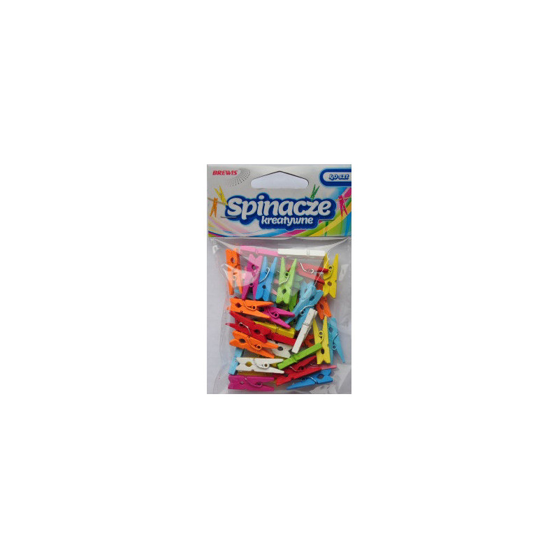 Spinacze-klamerki drewniane ozdobne mix kolorów 3,5cm(20 szt.) BREWIS SPK35