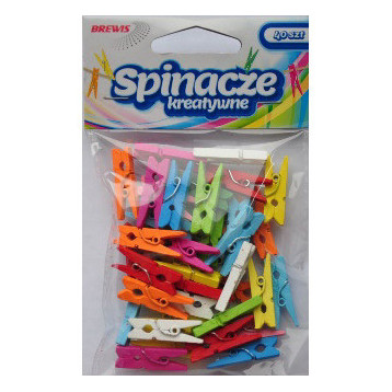 Spinacze-klamerki drewniane ozdobne mix kolorów 3,5cm(20 szt.) BREWIS SPK35