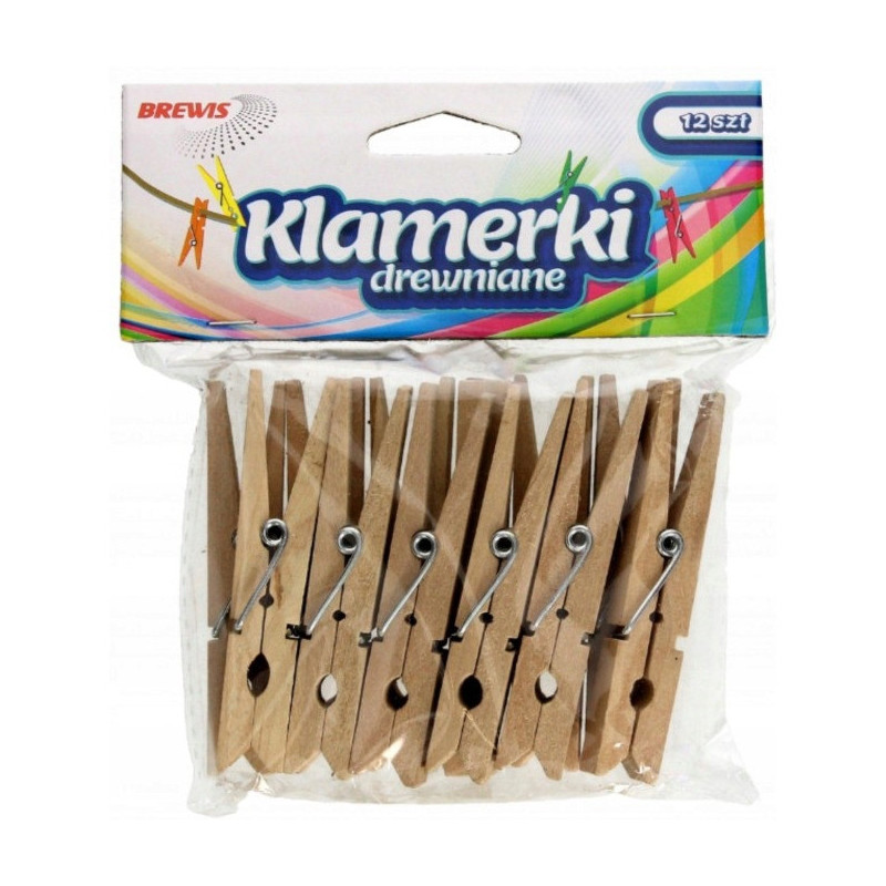 Spinacze-klamerki drewniane ozdobne 7,2cm(12 szt.) SPN72 BREWIS