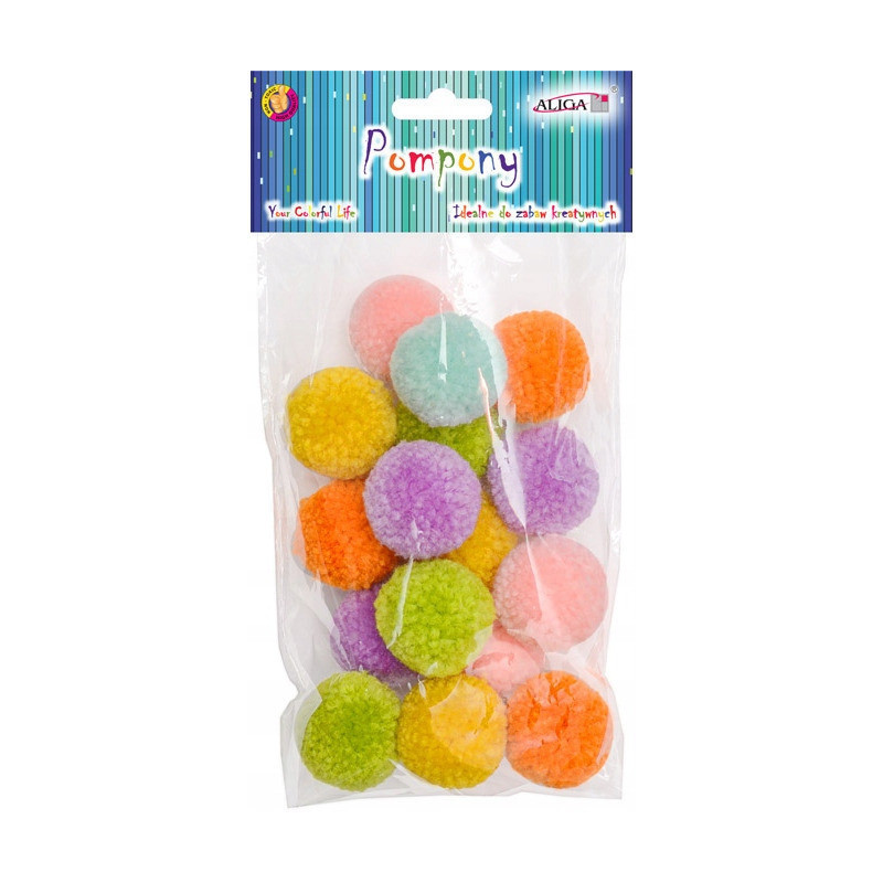 Pompony mix kol. 3cm (18 szt.) PM-0028 ALIGA