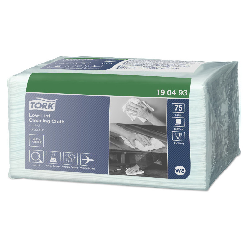 Czyściwo włókninowe 30x38,8cm 75składek o niskiej pylności w odcinkach turkusowe W8 190493 TORK