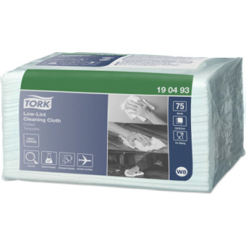 Czyściwo włókninowe 30x38,8cm 75składek o niskiej pylności w odcinkach turkusowe W8 190493 TORK Czyściwo włókninowe 30x38,8cm 75składek o niskiej pylności w odcinkach turkusowe W8 190493 TORK