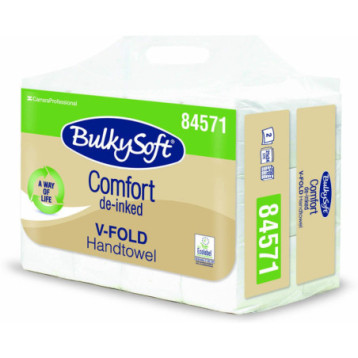 Ręcznik ZZ V-FOLD biały 24x21cm 2 warstwy celuloza+celuloza z recyklingu (12x250) 3000szt 84571 BULKYSOFT Comfort Eko