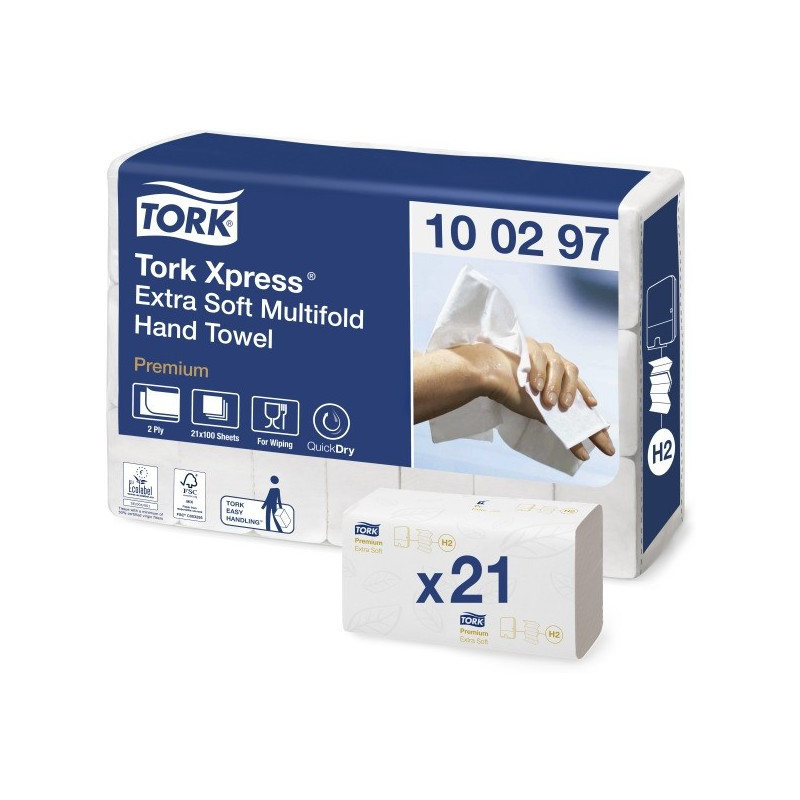 Ręcznik ZZ TORK 21,2x34cm (21x100) H2 biały 2w celuloza PREMIUM Extra SOFT 100297