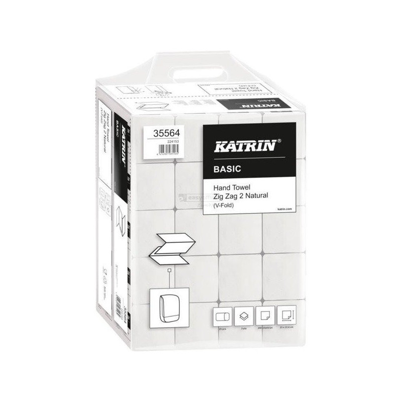Ręcznik ZZ V-FOLD KATRIN Basic biały 2w makulatura 16g/m2 23x22,4cm 35564/561667 4000skł ZIG ZAG 2