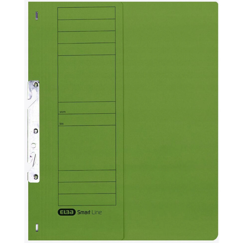 Skoroszyt wpinany do segregatora hakowy 1/2 A4 zielony kartonowy 100551893 ELBA