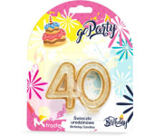 Świeczka urodzinowa złoty brokat SF-057 (40) GO PARTY