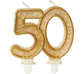 Świeczka urodzinowa złoty brokat SF-057 (50) GO PARTY