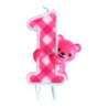 Świeczka urodzinowa Różowy Miś 1 SF-098 GO PARTY