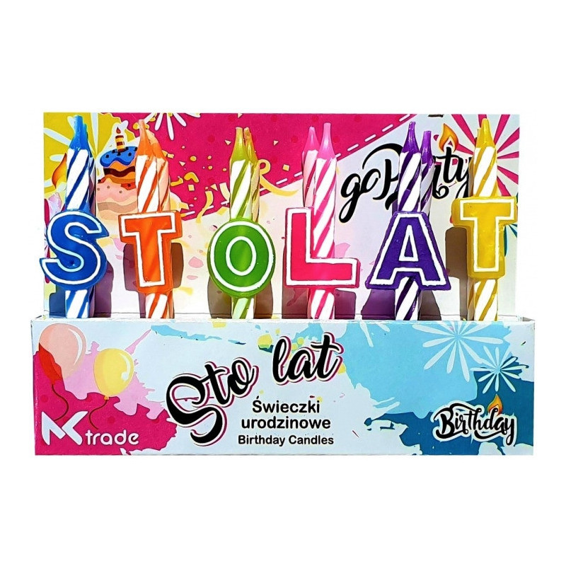 Świeczki urodzinowe kolorowe STO LAT SH-096 GO PARTY