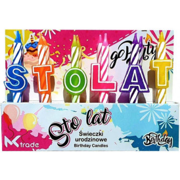 Świeczki urodzinowe kolorowe STO LAT SH-096 GO PARTY