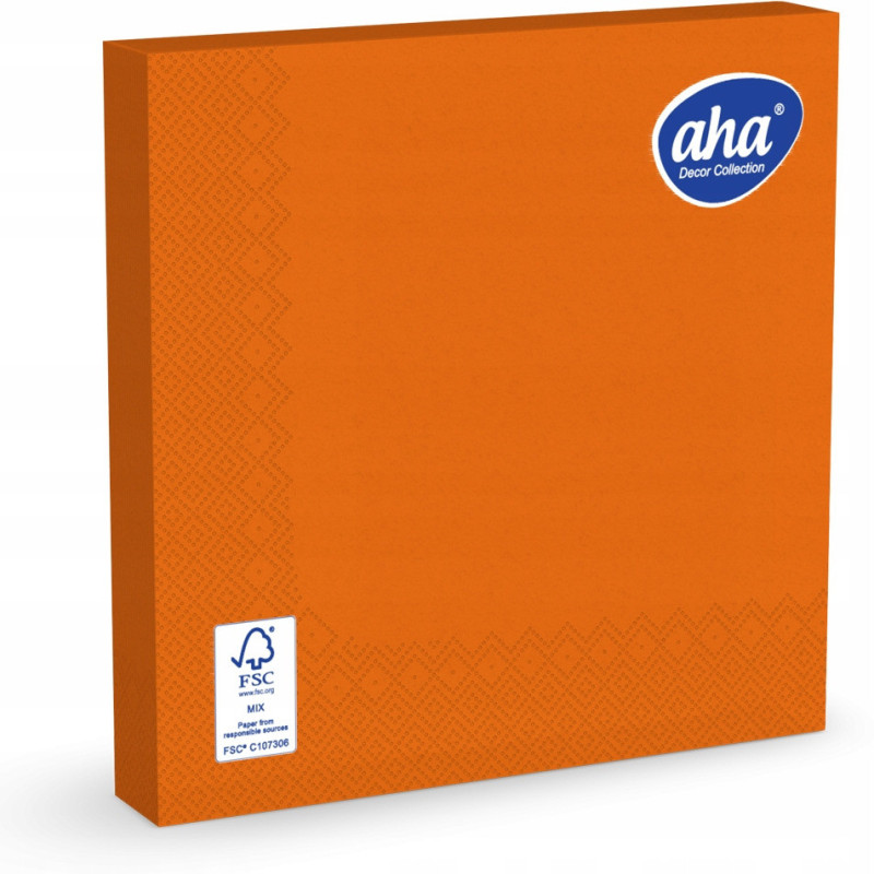 Serwetki dekoracyjne 33x33cm papierowe 20 sztuk 3 warstowe pomarańczowe AHA