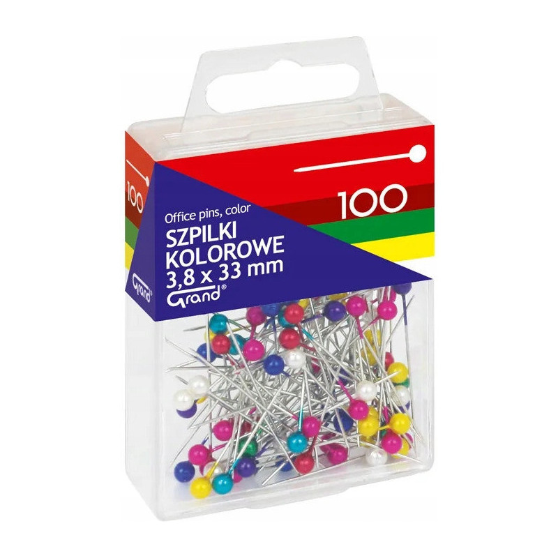Szpilki kolorowe 3,8x33mm 100szt. 110-1670 GRAND