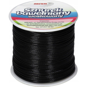 Sznurek bawełniany woskowany 1mm 25m czarny SBW4 BREWIS
