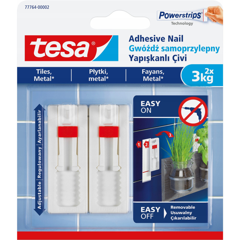 Regulowany samoprzylepny gwóźdź do płytek biały 3kg 77764-00002-00 TS TESA