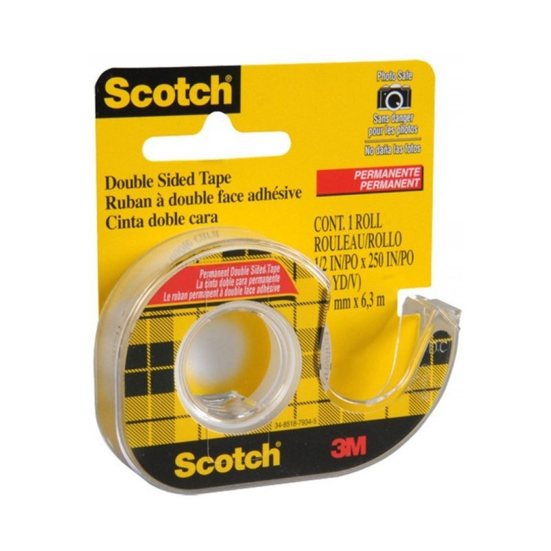 Taśma dwustronna przezroczysta 12x6m na podajniku 3M SCOTCH 136D