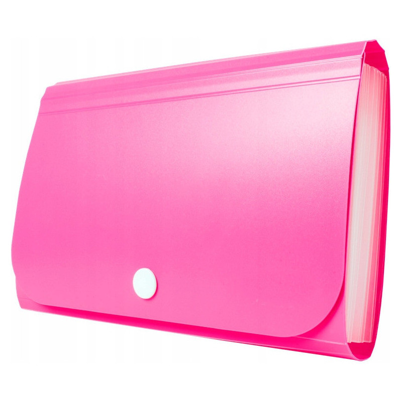 Teczka harmonijkowa PP na zatrzask różowa 178x118x31mm BT613-R TETIS