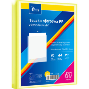 Teczka ofertowa A4 PP 60 koszulek ŻÓŁTA BT630-Y60 TETIS